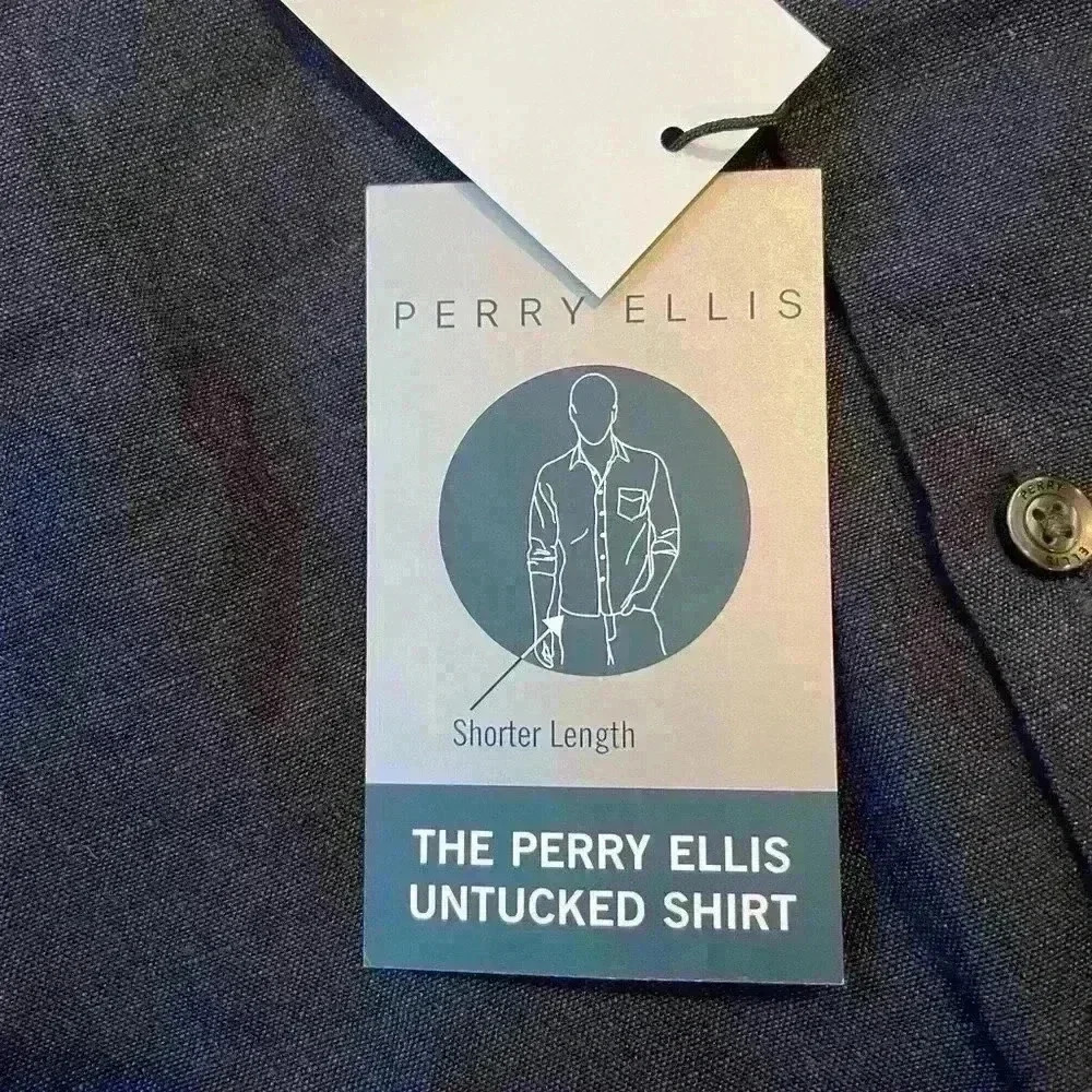 NWT Perry Ellis Untucked Linen Shirt, Mens Large